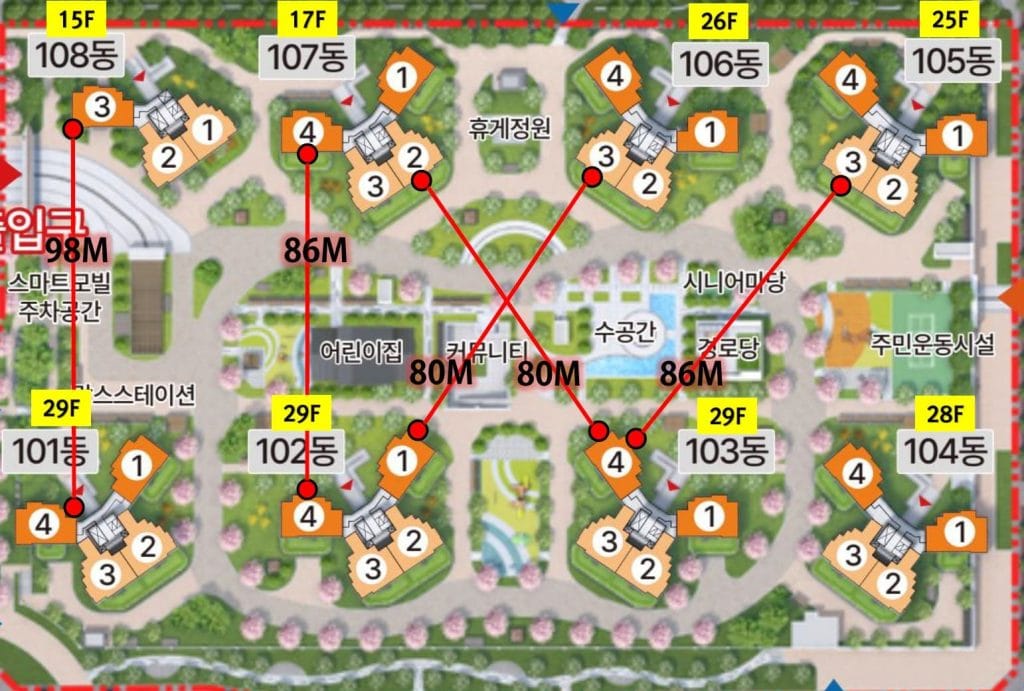 수원 이목지구 대방 디에트르 단지배치도